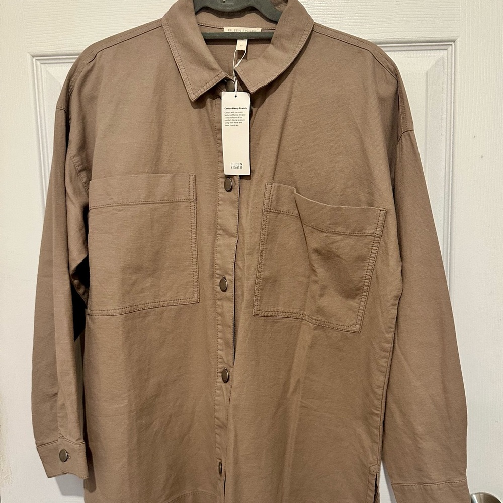 Eileen Fisher Classic Tan Shirt Jacket